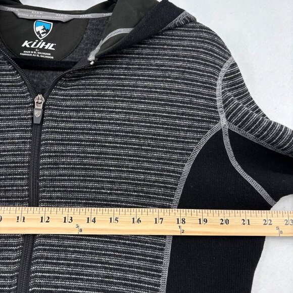 Kuhl Chianti Fleece Wool Blend Hooded Jacket Size L Black Gray Zip Up Hoodie - Picture 8 of 11